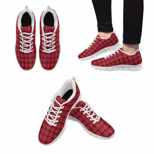 Sneakers for Men, Buffalo Plaid Red and White - Running Shoes Dg837