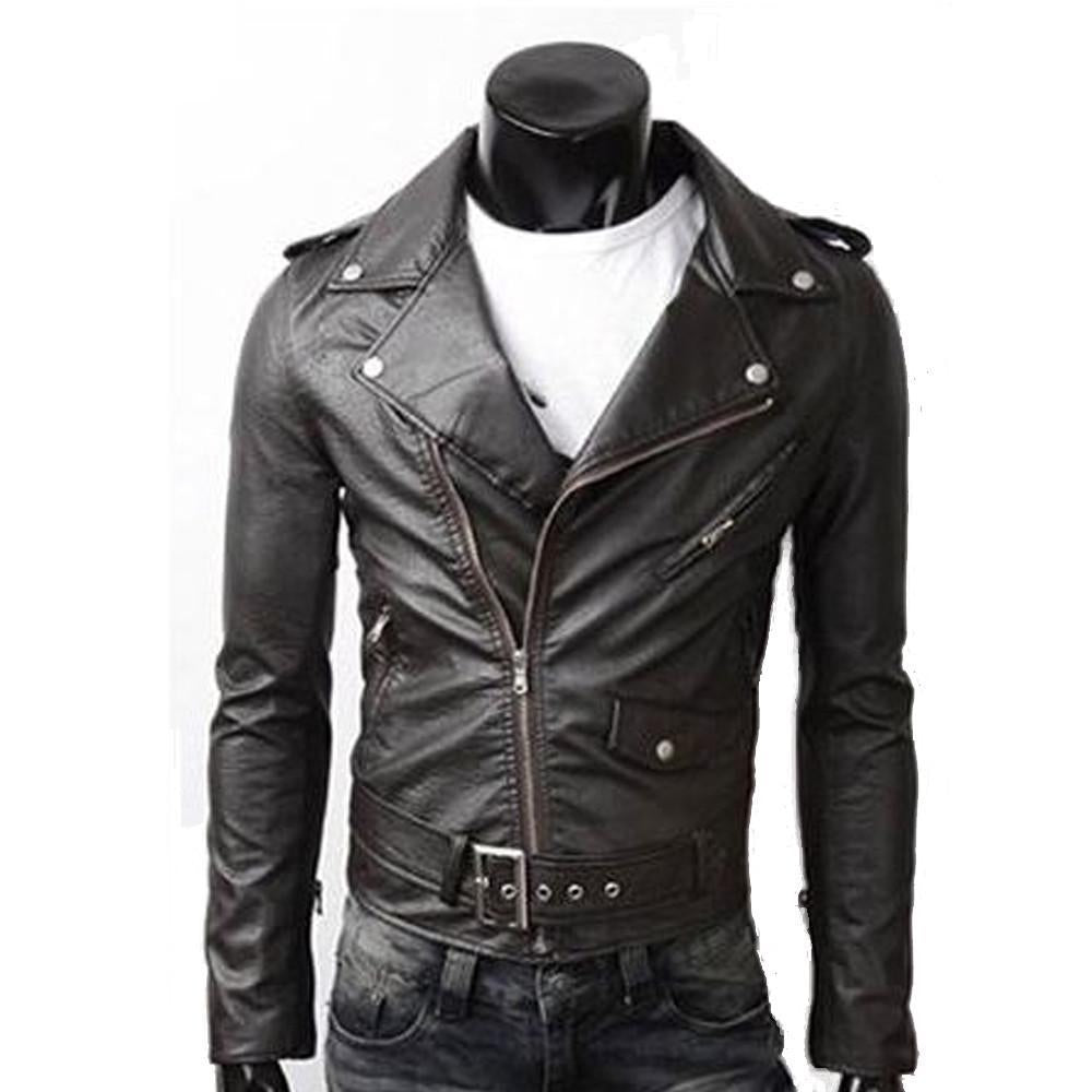 Ninja Stealth Black Mens  Faux Leather Biker Jacket