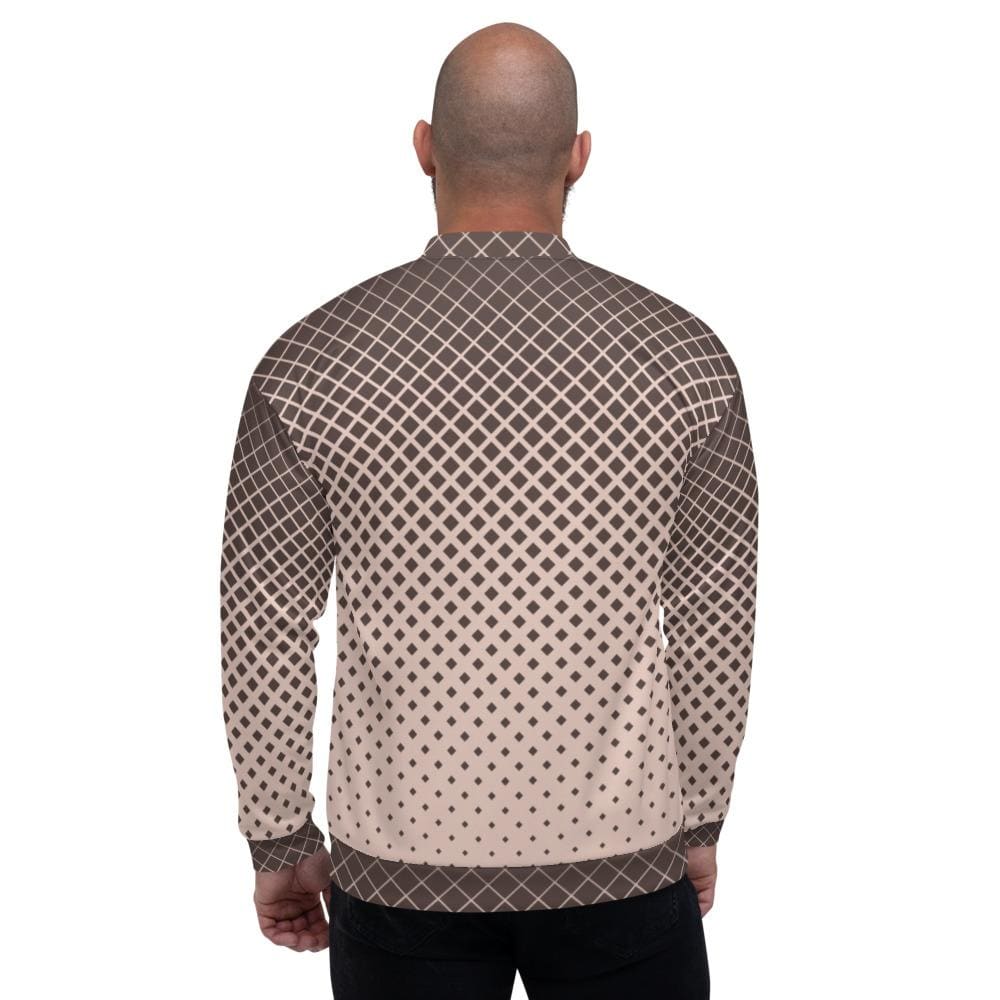 Bomber Jacket for Men, Burgundy Halftone Dotted Pattern