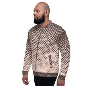 Bomber Jacket for Men, Burgundy Halftone Dotted Pattern