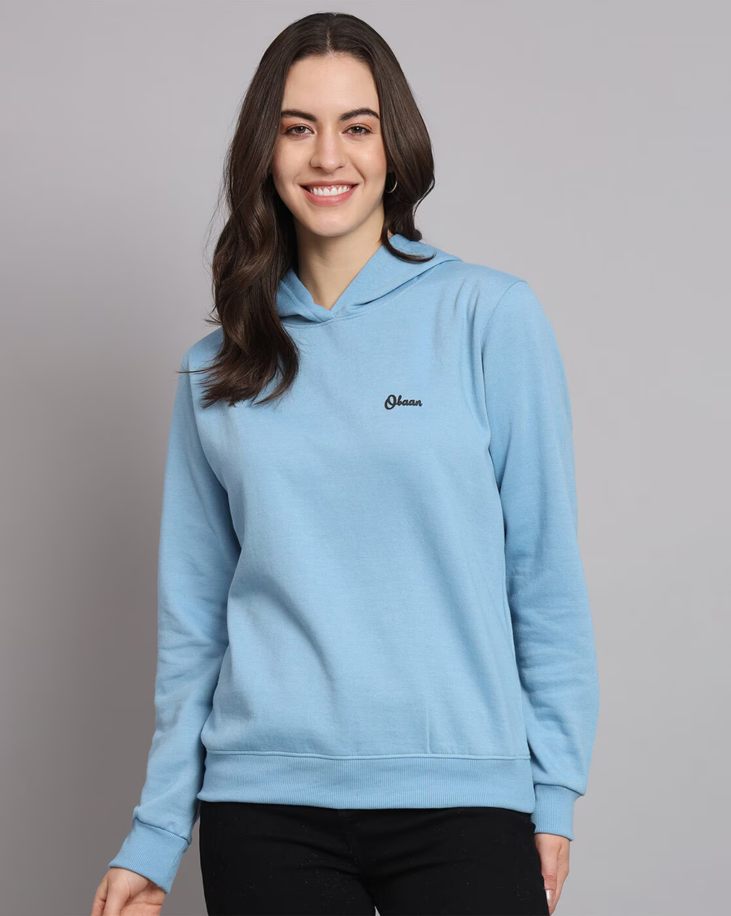 Logo Print Pullover Hoodie BLUE