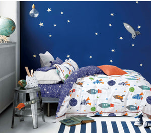 Johanas Rocket Ship Kids 100% Cotton Reversible Comforter Set