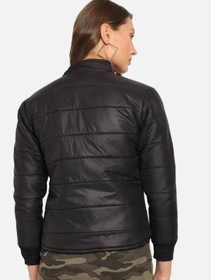 Women Solid Light Weight Casual Short Jacket (Color Black) (Size M)