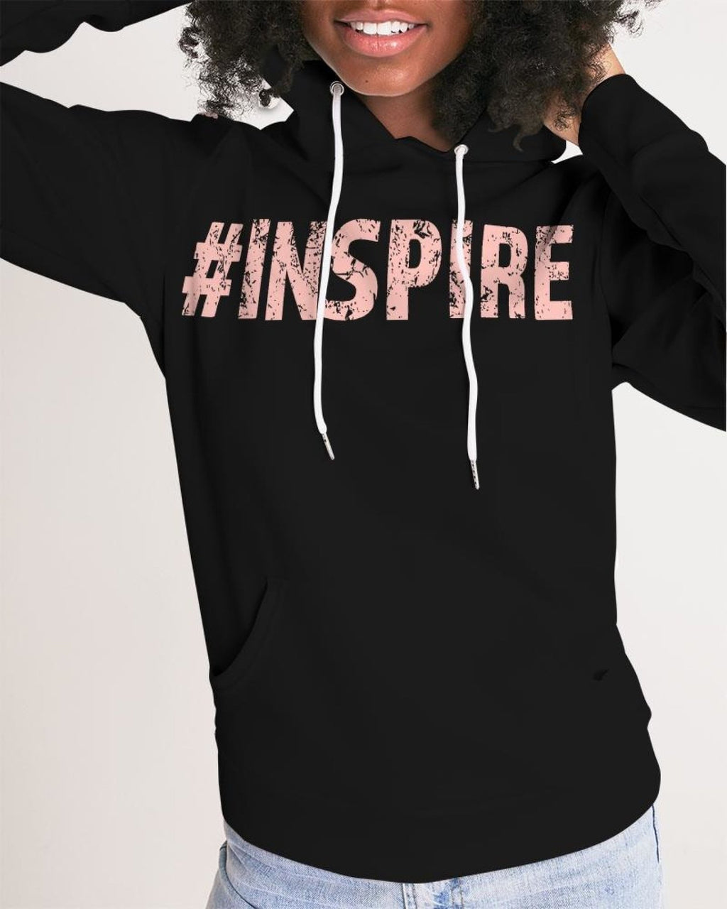 Womens Hoodie - Pullover Hooded Sweatshirt - Pink Graphic / Inspire