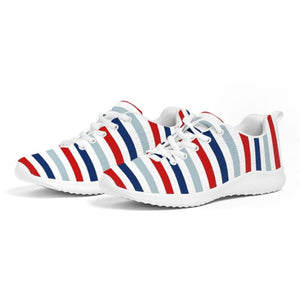 Mens Athletic Sneakers, Red White Blue Striped Running Shoes