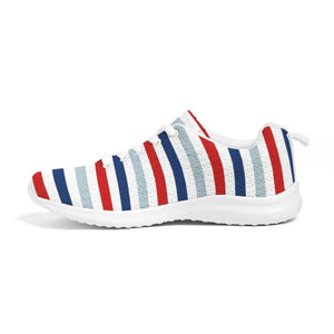 Mens Athletic Sneakers, Red White Blue Striped Running Shoes