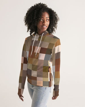 Womens Hoodie, Brown Multicolor Colorblock Pattern