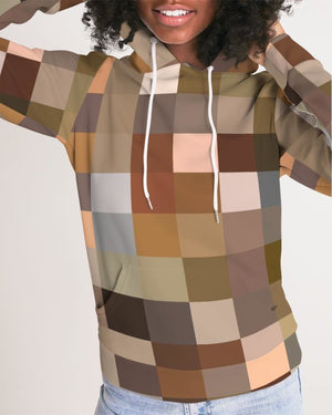 Womens Hoodie, Brown Multicolor Colorblock Pattern