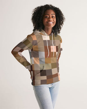 Womens Hoodie, Brown Multicolor Colorblock Pattern