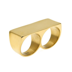 Mens Double Finger Ring Fashion Hip Hop Jewelry High Quality Stainless