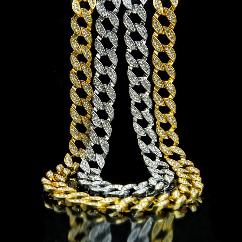 Iced Out Chains Hip Hop Jewelry Men Bling Rhinestone Crystal Diamond