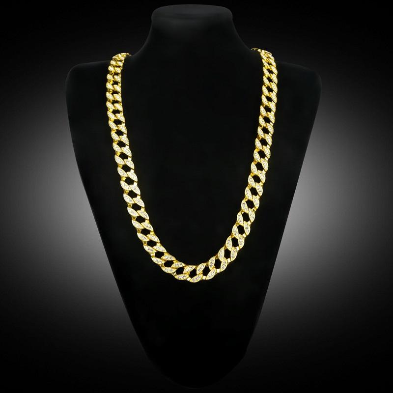 Iced Out Chains Hip Hop Jewelry Men Bling Rhinestone Crystal Diamond