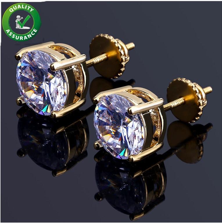 Designer Earrings Hip Hop Jewelry Women Mens Stick Stud CZ Round