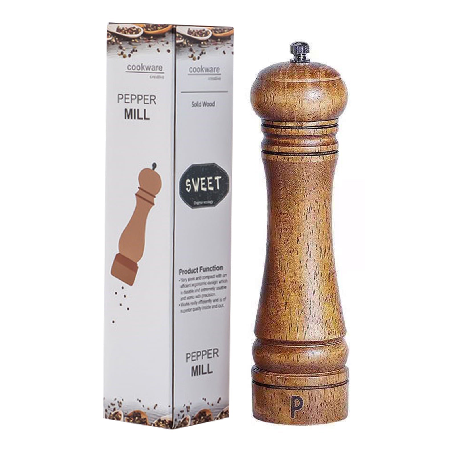 Cooking Salt and Pepper Grinder Hand Movement Wood Pepper Mill Kitchen