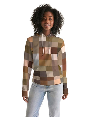 Womens Hoodie, Brown Multicolor Colorblock Pattern