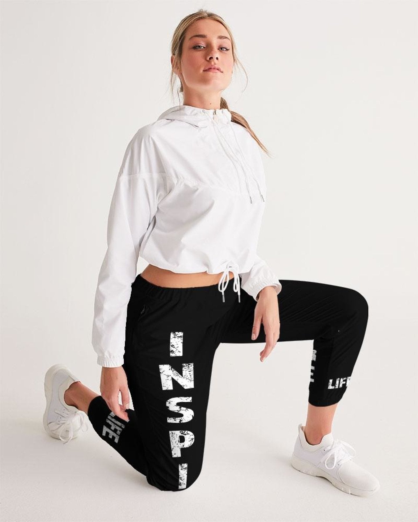 Womens Track Pants - Dark Grey Inspire Graphic Sports Pants